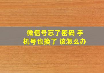 微信号忘了密码 手机号也换了 该怎么办